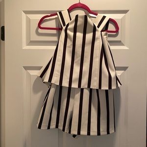 Striped off the shoulder top shop romper